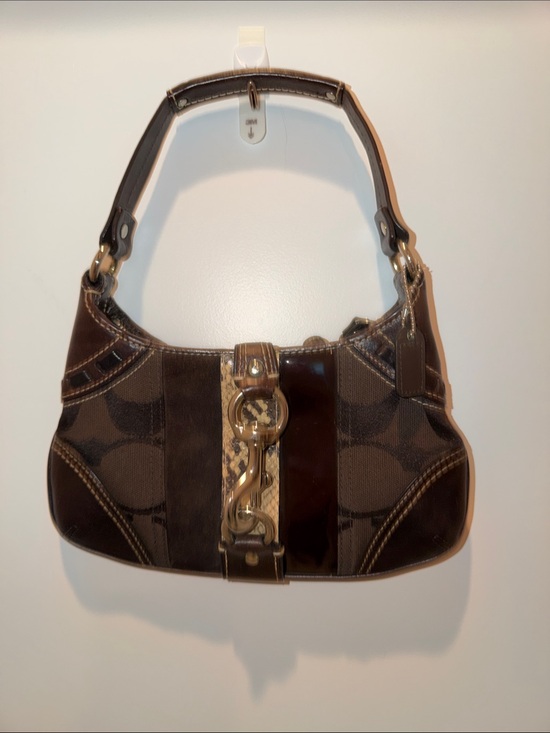 Coach Handbags - Y2K Coach 10287 Hampton Signature Dark Brown Mini Hobo Patchwork Shoulder Bag